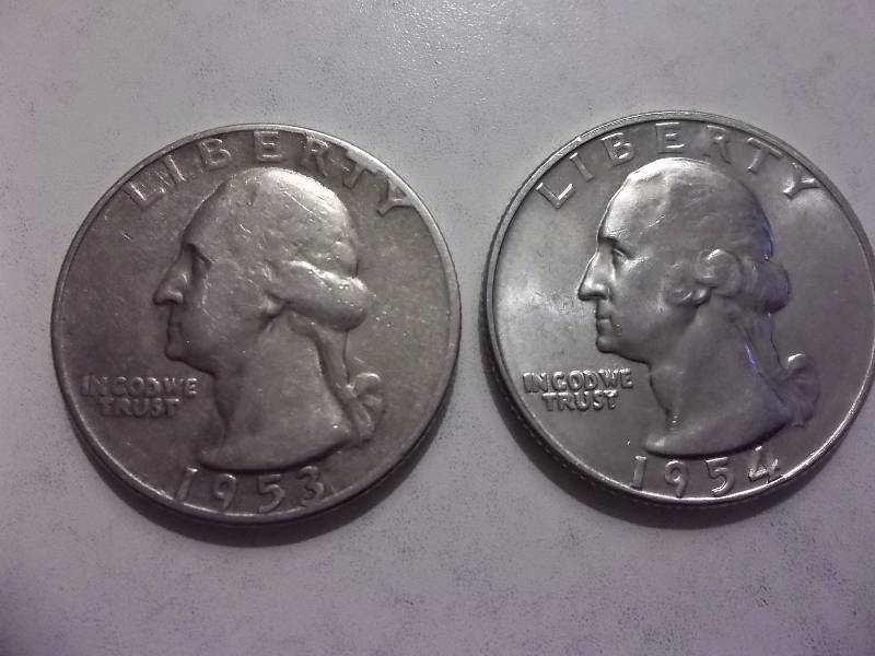 1953 S,1954 D Washington Quarters High Grades