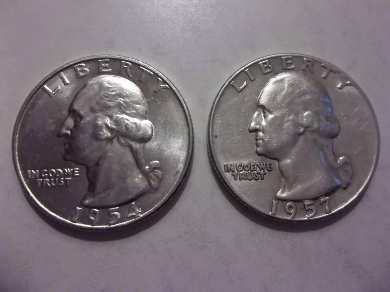 1954 D, 1957 D Washington Quarters BU