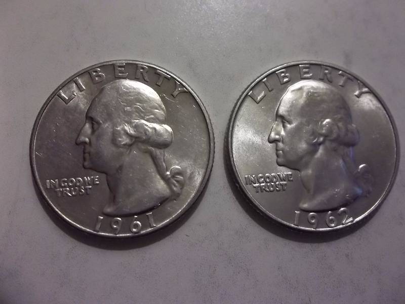 1961 , 1962 D Washington Quarters BU