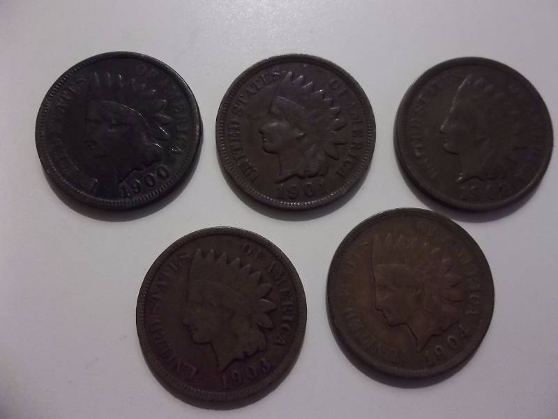 1900, 1901, 1902, 1903,  1904 Indian Head Cents Better Grades Some With Full Liberty