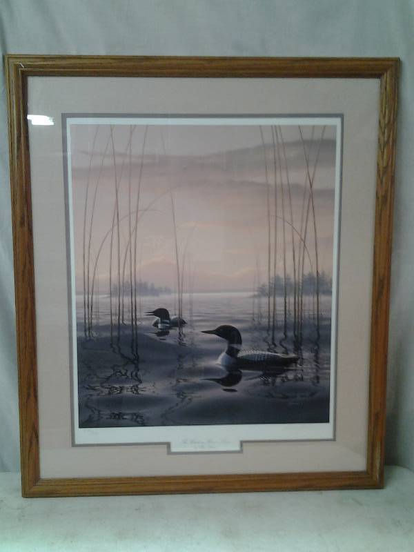 Framed Loon Print, The Witching Hour By Phil Scholler Signed & Numbered 369950 30x26