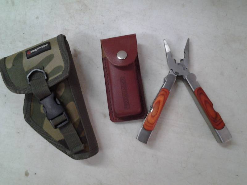 Adventure Ridge Multi Tool With Leather Case & Firepower Holster