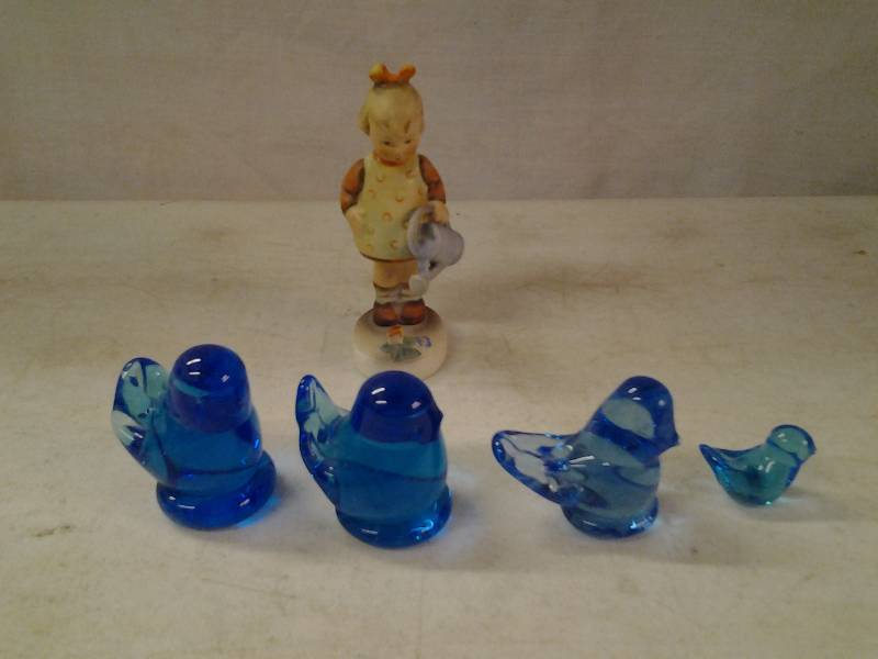 Hummel Figure, 4-Glass Blue Birds Of Happiness