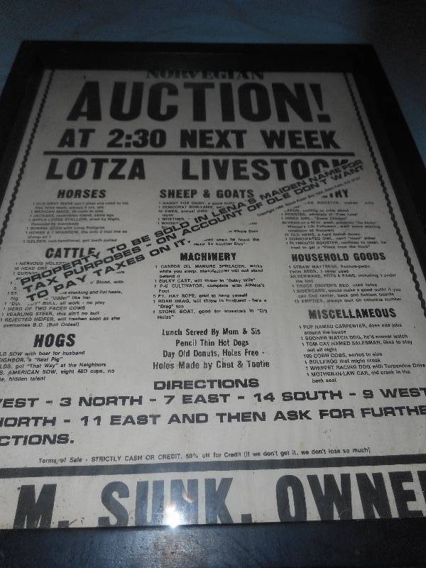NORWEGIAN AUCTION SIGN