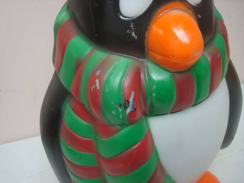 lot 57 image: 28 Christmas Blowmold Plastic Light Dcor Penguin