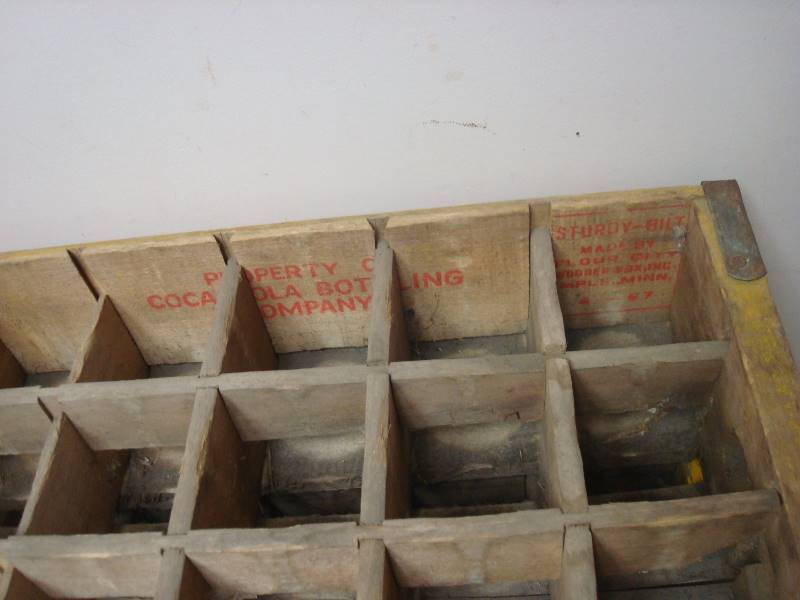 lot 59 image: Pair Of Vintage Yellow Coca Cola Coke Pop Bottle Crates, Used, Show Wear