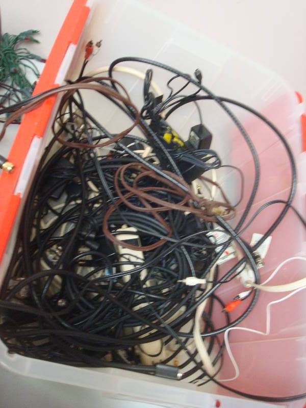 lot 91 image: Bin Filled With Wires And Cords