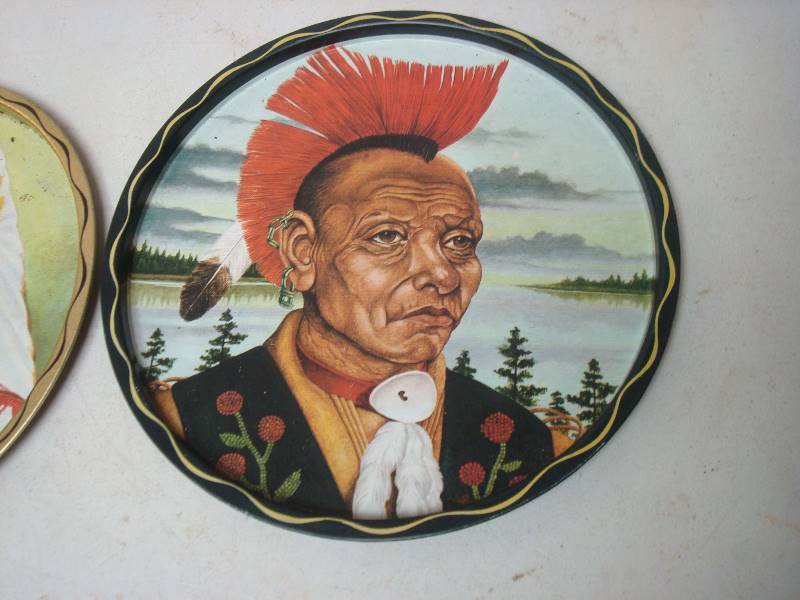 lot 105 image: Pair Of Native American Indian Head Tin Trays