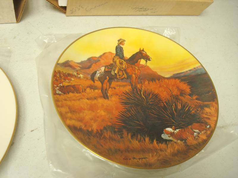 lot 110 image: Lot Of New Gorman Collector Plates, Two Norman Rockwell
