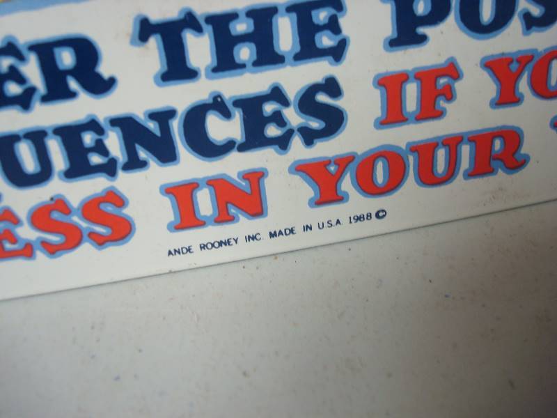 lot 125 image: Ande Rooney Metal Warning Sign, Used, Shows Wear