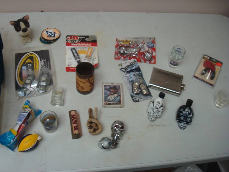 lot 148 image: Small Bin With Some Collectible Items, Shot Glasses