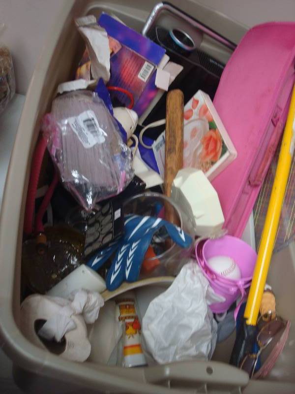 lot 156 image: Bin Filled With Random Items, Tripods