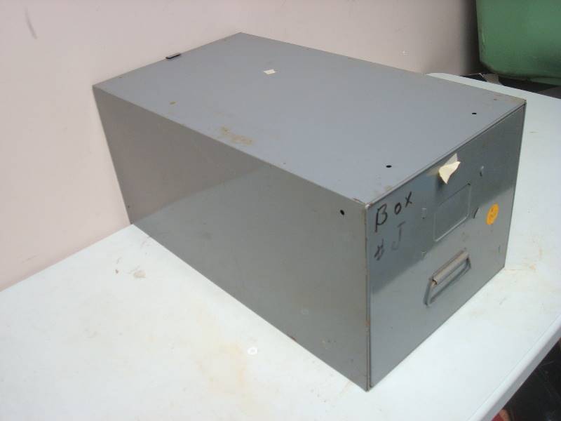 lot 168 image: Vintage Metal File Box, Used, Some Wear