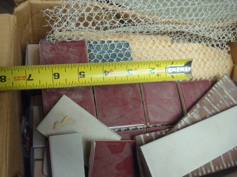 lot 186 image: Box Filled With Small Ceramic Tiles