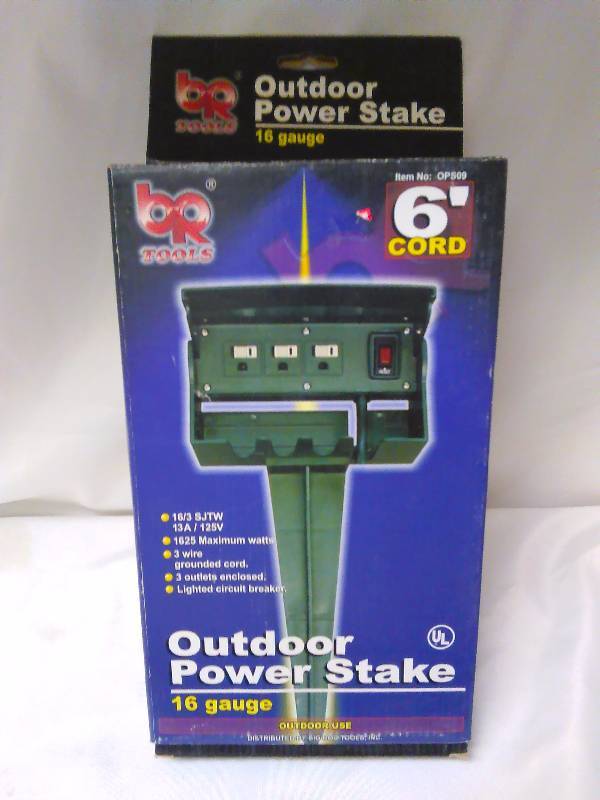 Outdoor Power Stake, 16 Gauge, 16 ft. cord