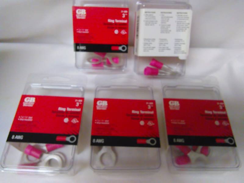 8 AWG Electrical Ring Terminals, (5) three per package, 716th to � inch Stud