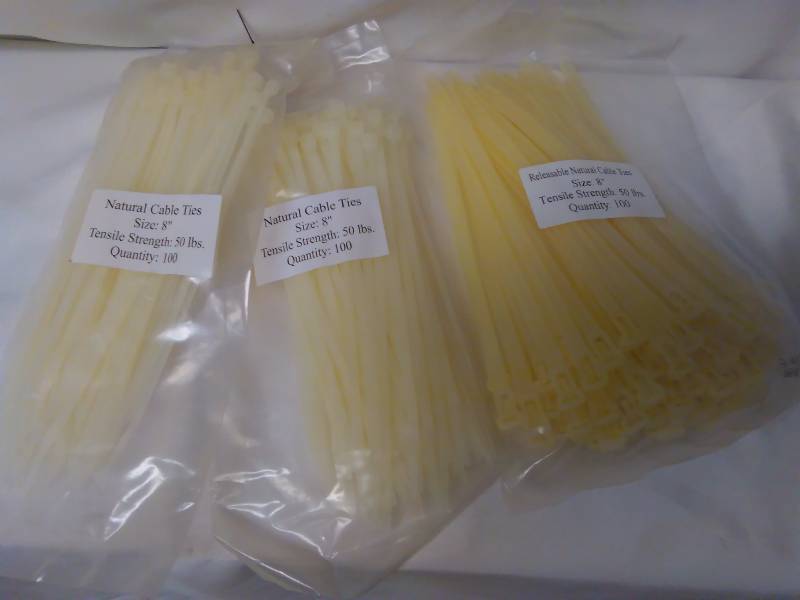 8 Inch Zip Tie (3) 100 pcs per pkg., 50 lb. strength, 300 total