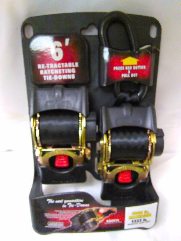 Ratcheting Tie-Downs (2) 6 ft., Retractable, 4000 lbs.