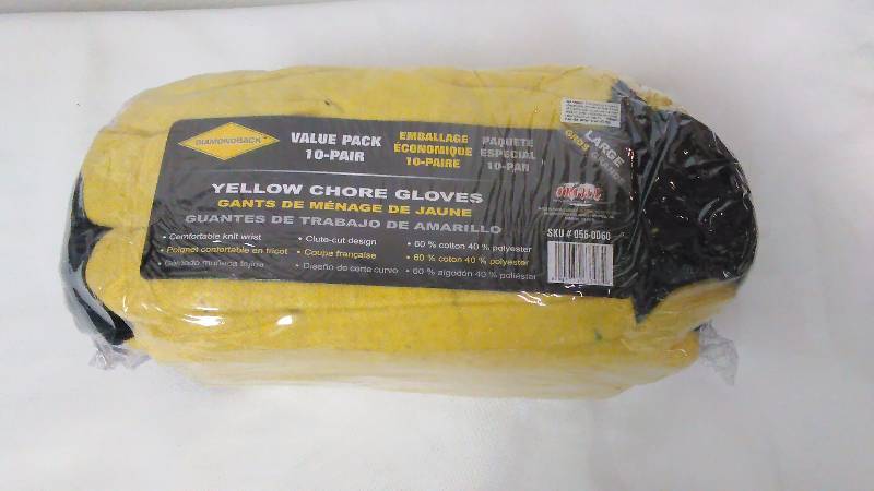 Chore Gloves, Yellow, Size large (10)