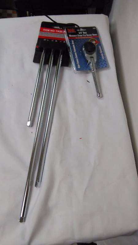 38 Inch Drive Stubby Flex Ratchet and assorted extension bars