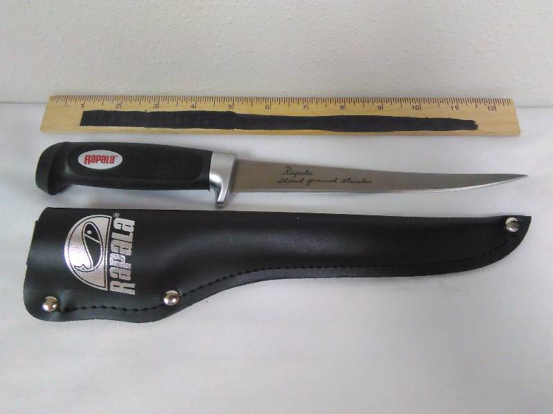 Filet Knife, 7-inch Blade, Rubber Handle, Sheath