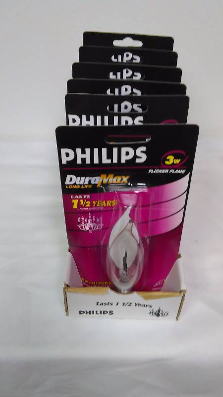 Phillips Duramax Small Base 3W Flicker Flame Bulbs (6)