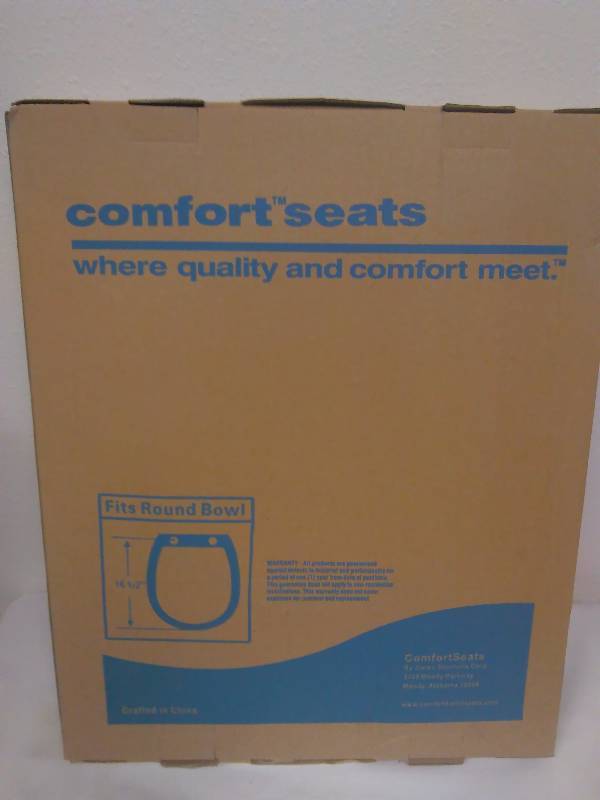 Round Plastic Toilet Seat, New in Box, White