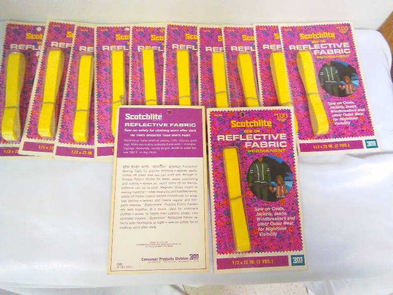 3M Reflective Fabric, (12) Sew on reflective Strips, Yellow