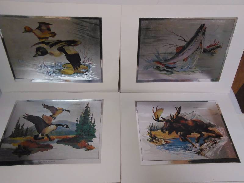 Vintage Fred Sweeny Wildlife Foil Prints, (4)