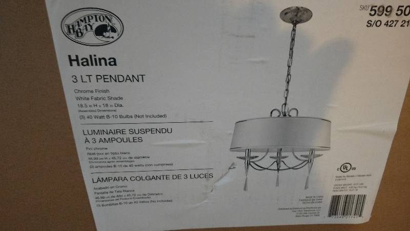 Hampton Bay 3 Lt Pendant - Chrome Finish