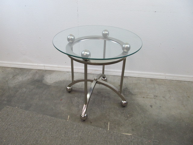 Modern Chrome & Glass Accent Table