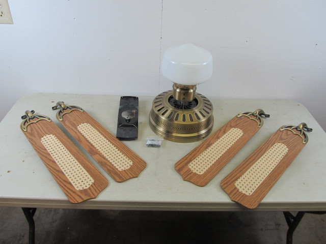 Complete & Working Brass & Wood Ceiling Fan