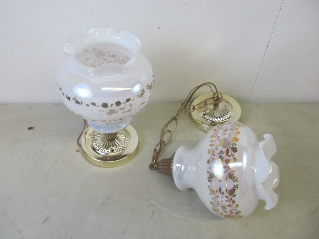 Beautiful Iridescent Glass & Brass Light Fixtures