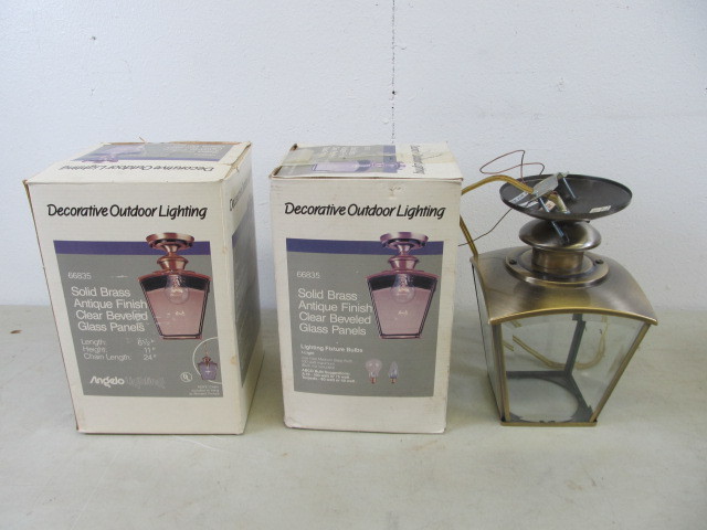 3 Matching Brass Light Fixtures 2 are NIB