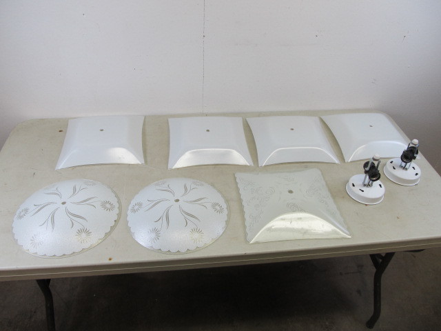 Lot of Vintage Ceiling Fixtures & Shades