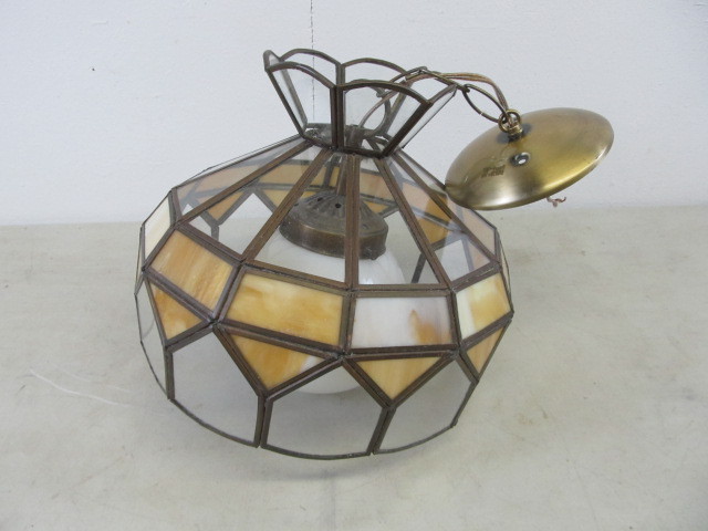 Vintage Slag Glass Hanging Lamp