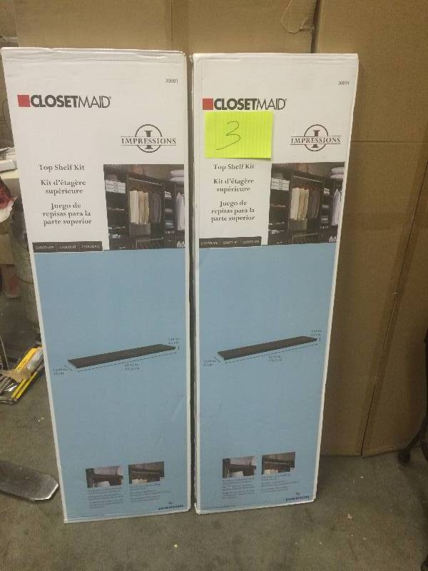 Lot of 2 Closetmaid Top Shelf Kits never used