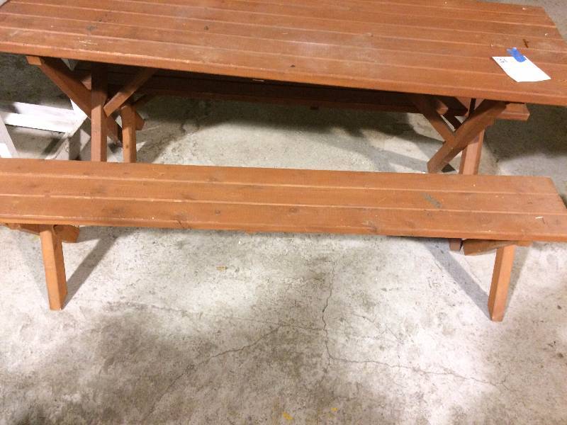 lot 31 image: Wooden Picnic Table with benches