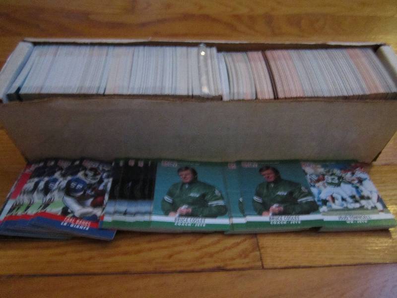 Box of 1990 Proset Football cards...