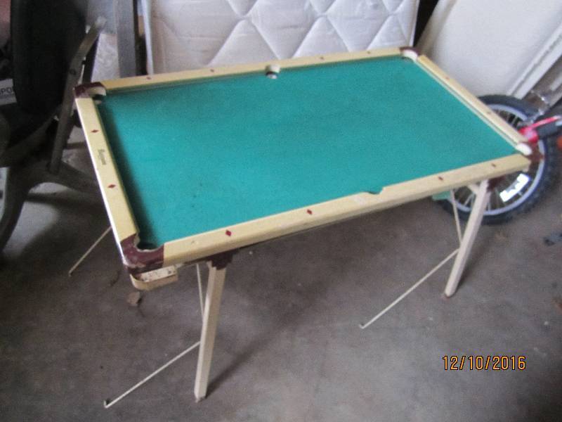 lot 14 image: Vintage pool folding table, top is ...