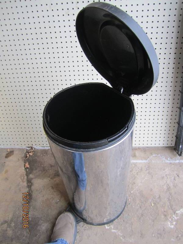 lot 31 image: Stainless steel pop top trash can...