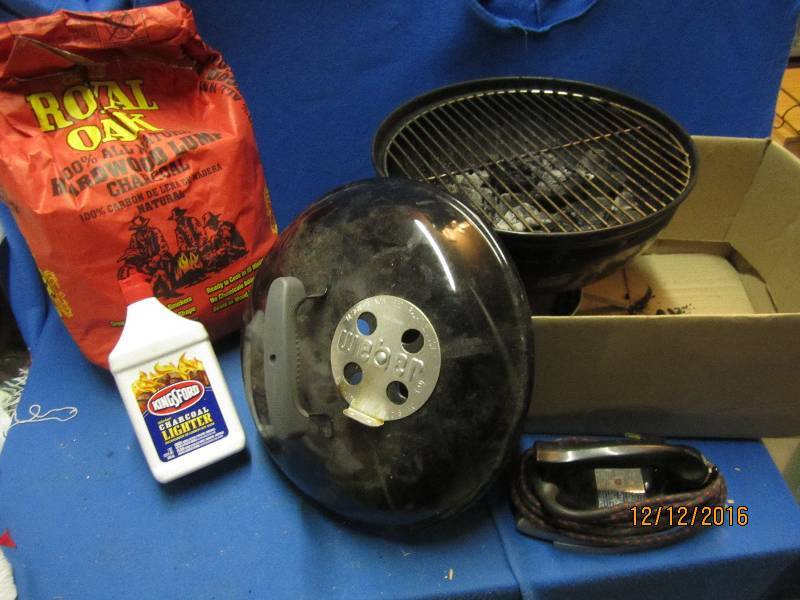 lot 91 image: Webber grill and vintage iron...