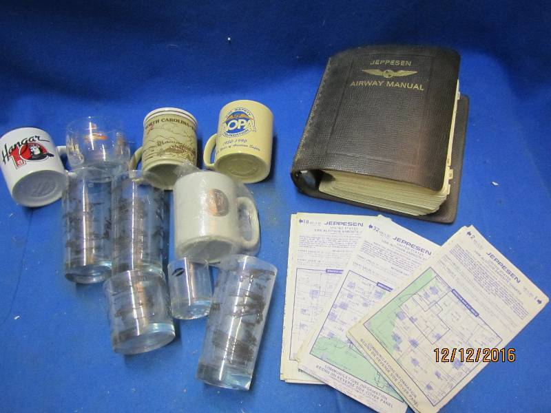 lot 99 image: Vintage aviation manual and glasses...