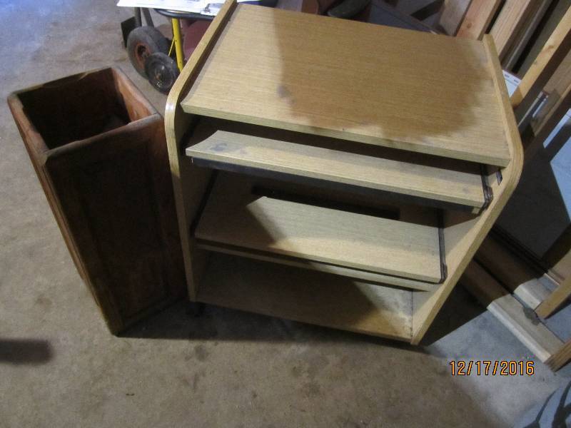 lot 106 image: Vintage wood stand a nd a computer ...