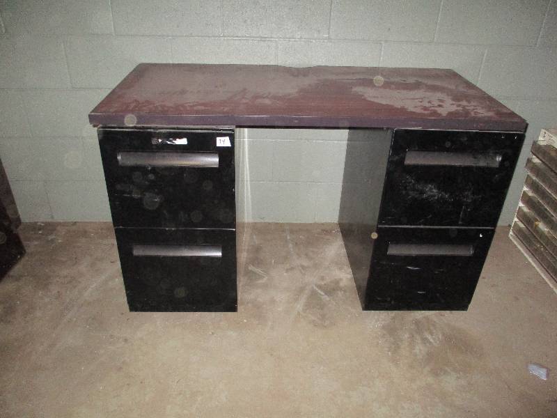 lot 94 image: Metal File Cabinets With Wood Top