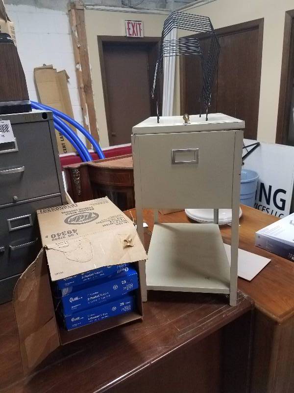 Metal Filing Cabinet Stand with Extras