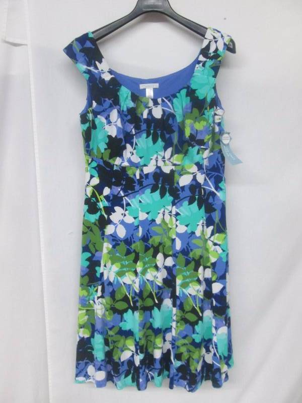 London Times Womens Print Cap-Sleeve Fit-and-Flare Dress