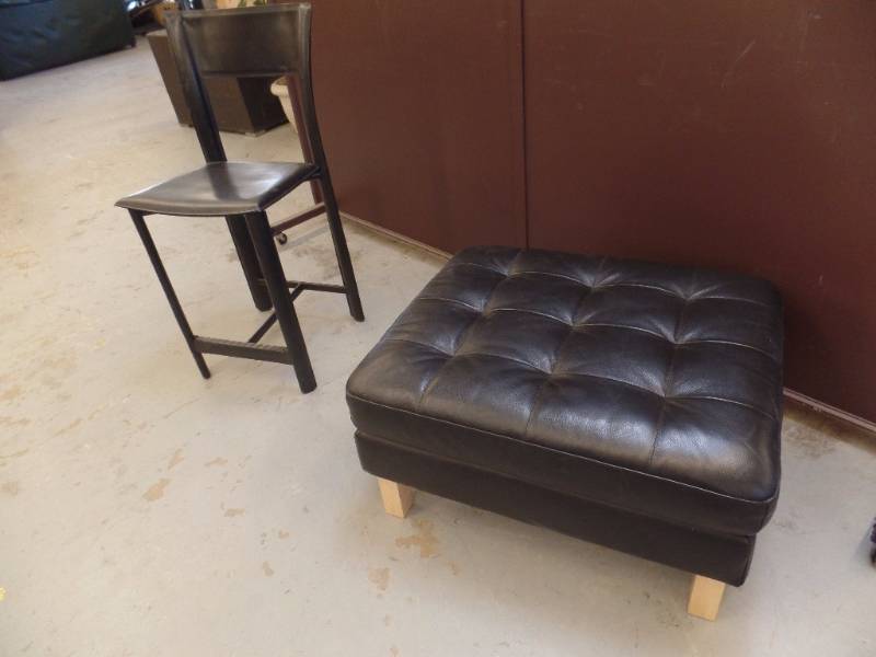 Leather Ottoman and Bar Chair