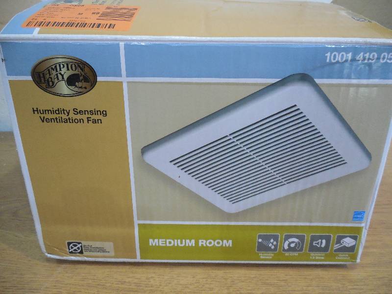 lot 97 image: Hampton Bay 80 CFM No Cut Ceiling Humidity Sensing Bath Fan