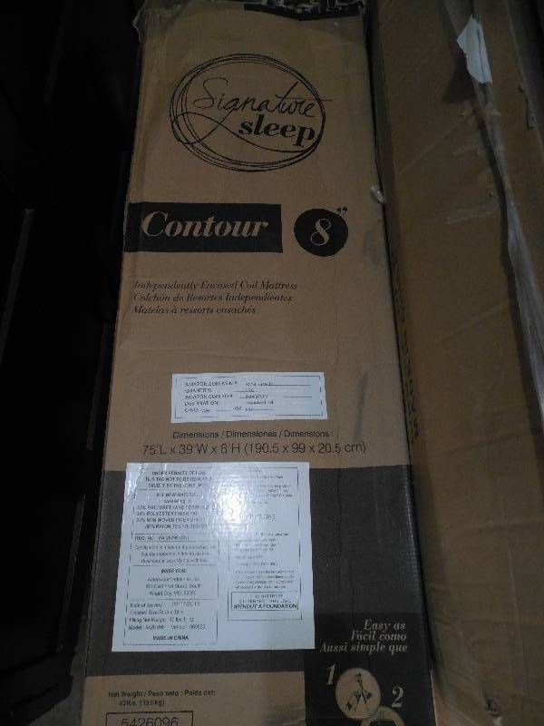 lot 90 image: Signature Sleep Contour 8-Inch Independently Encased Coil Mattress Foam, Twin